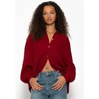 SASSYCLASSY Longbluse Oversize Musselin Bluse Damen kurz Langarm Elegant Hemdbluse lang aus Baumwolle mit V-Ausschnitt, One Size (Gr. 36-48)