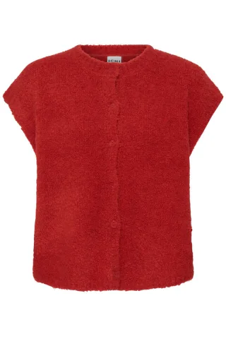 ICHI - Kurzarm-Strickweste rot - Gr. - S