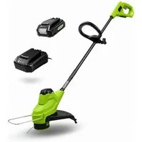 Greenworks Akku-Rasentrimmer Elektro-Rasentrimmer Akku Freischneider 24V 2000 mAh Akku & Ladegerät, 25 cm Schnittbreite, TorqDrive™ Motor für Gärten Rasenflächen outdoor
