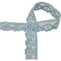 maDDma Spitzenband Baumwollspitze 3m x 30mm Zierband Häkelborte Klöppelspitze Dekospitze, taubenblau
