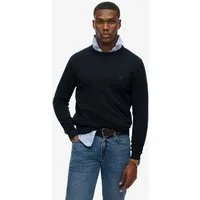 Superdry Strickpullover ESSENTIALS COTTON JUMPER aus Baumwolle, Relaxed Fit, mit Rundhalsausschnitt, melierte Optik