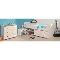 Parisot Jugendzimmer-Set Smoozy, (Set, 3-tlg., Stauraumbett, Nachttisch und Schubkastenkommode)