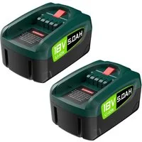Athlix 2x Akku für Bosch 5000 mAh 18 V Ersatz Batterie AL1880CV AL1810CV Akkupacks 5000 mAh (18 V), 2er Pack, 18 V, 5.000 mAh langlebige Akkus