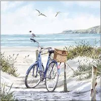 Ambiente Luxury Paper Products Papierserviette, Servietten Papier 33x33cm 3-lag mit Fahrrad am Strand Motiv 20 Stück