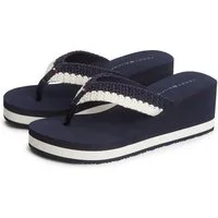 Tommy Hilfiger TH WEDGE CROCHET SUMMER SANDAL Dianette Sommerschuh, Zehentrenner in sommerlicher Häkeloptik