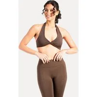 Smilodox Sport-BH Myrah Twisted, Shaped Fit Wickel-V-Ausschnitt & offener Rücken Yoga Bra, elastisches Funktionsmaterial, Ohne Bügel, Alltag & Gym