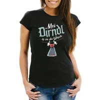 MoonWorks Print-Shirt Damen T-Shirt Mei Dirndl is in da Wäsch Slim Fit Moonworks® mit Print