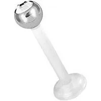Karisma Nasenpiercing Bioplast Labret Transparent 2,5mm Edelstahl Kugel, mit Kristall Elements Weiss Lippe Tragus 1,2m