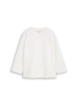 Tom Tailor - Loose Fit Sweatshirt mit 7/8-Arm whisper white - Gr. - XL