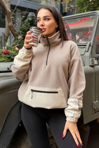 Oversized Plüsch-Half-Zip Sweatshirt