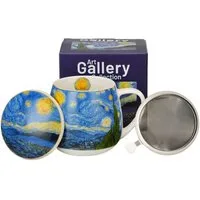 Duo-Gift Tasse Starry Night Van Gogh Teetasse mit Sieb und Deckel Porzellan 0,43 L, 1-tlg., 3-tlg.