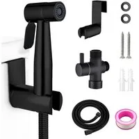 MOPUEA Bidetarmatur Handbrause Bidet Sprayer Mit Halter Wassermenge einstellbar Edelstahl (Bidet Handbrause Set, Edelstahl Bidet Handbrause mit Schlauch Ventil und Adapter) Edelstahl rostfrei präzise Wasserregulierung einfache Montage