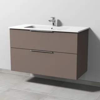 Sanipa 3way Waschtischunterbau zu Duravit ME by Starck Waschtisch mit 2 Auszügen, Taupe-Matt UP7261T