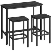 VASAGLE Bartisch Bartisch-Set, Stehtisch(100x40x90cm) mit 2 Barhockern