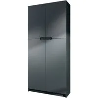 Vladon Aktenschrank Logan (Aktenschrank, mit 5 Fächern und 4 Türen) Schwarz matt/Graphit seidenmatt (82 x 184 x 37 cm)