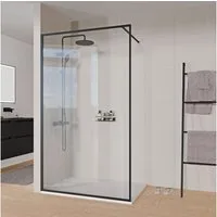 Bernstein Walk-in-Dusche FRAME 100x200 cm Klarglas Schwarz matt, ESG-Sicherheitsglas, Walk-In Duschwand vollgerahmt Aluminium
