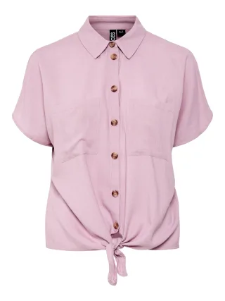PIECES - PCPIA LINEN BLEND SS TIE SHIRT WVN NOOS Dawn Pink - Gr. - S