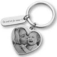 BS Schmuckdesign Schlüsselanhänger mit Gravur Foto Schlüsselanhänger personalisiert mit Gravur Anhänger mit Bild (2-tlg., Foto graviert)