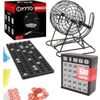 Kyto Spiel 18 Bingotickets 75 Bingo Kugeln 150 Chips Spielbrett + 500 Bingokarten, Bingospiel