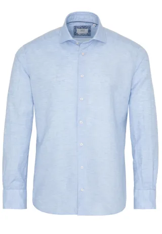 ETERNA - Modern Fit: Leinenhemd blau - Gr. - 45