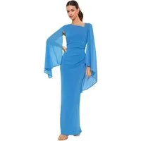 LIPSY Maxikleid Lipsy Cape-Maxikleid mit langen Ärmeln und Mesh (1-tlg)