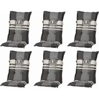 Madison Hochlehnerauflage 6 er Set F 331 Gartenstuhl Auflagen Kissen Polster für Hochlehner, (Spar-Set, 6 St., 6 Auflagen), für Hochlehner-Stühle UV-beständig inkl. Bindebänder und Halteband