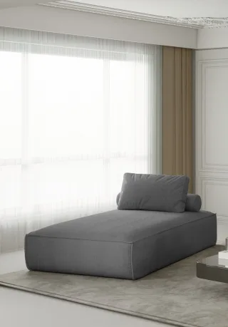 Chaiselongue Sezlong Liege CELES in Stoff Scala Aschgrau