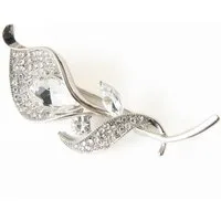 MayTree Brosche "Calla", weiß mit Strass (Stück, 1-tlg), Metallbrosche mit Strass und einem Glassstein