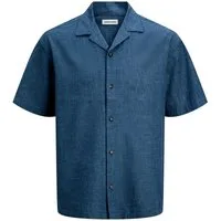 Jack & Jones Kurzarmhemd Summer Linen Blend Resort Shirt mit dezentem Strukturmuster