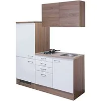 Flex-Well Pantryküche Samoa, Gesamtbreite 160 cm, mit Einbau-Kühlschrank, Kochfeld und Spüle etc.