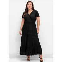 sheego by Joe Browns Etuikleid Maxikleid Kurzarm in Wickeloptik, mit Stufenvolant