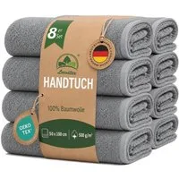 leevitex® Handtücher 8er-Set, 50 × 100 cm, aus 100% Baumwolle, Grau, Frottee (Set, 8-St), OEKO-TEX® STANDARD 100 zertifiziert und hochwertig verarbeitet