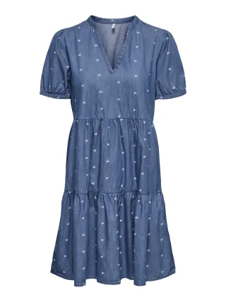 ONLY - ONLNOVA AZURE S/S THEA DRESS WVN Medium Blue Denim - Gr. - L