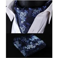LuxusKollektion Krawatte Krawattenschal Herren Hochzeit Paisley Ascot Navy Blau 2 Einheitsgröße
