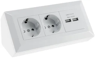 CHILITEC Steckdosenblock 23650, 2-fach, 2x USB-A, 16A/250V, weiß
