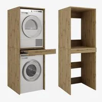 Platan Room Waschmaschinenumbauschrank Waschmaschinenschrank für Waschmaschine & Wäschetrockner Waschmaschine Trockner Schrank mit Ausziehbrett Überbauschrank