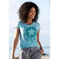 Venice Beach Strandshirt mit Logo-Druck aus melierter Ware, Vintage-Look, sportlich-casual