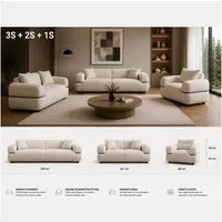 gowoll Sofa Polstergarnitur 3-2-1 (3 Sitzer Sofa + 2 Sitzer Sofa + Sessel), 3 Sitzer mit Relaxfunktion Wohnzimmer Möbel