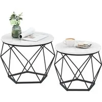 relaxdays Couchtisch 2er Set (2-teiliges Set), Weiß-Schwarz