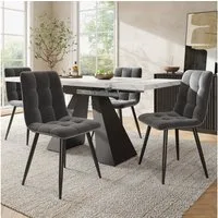 Flieks Essgruppe, (Set, 5-tlg., Tisch mit 4 Stühlen, klapper Tischplatte 99-159cm), ausziehbarer Esstisch mit 4 Stühlen Set Esszimmer Sitzgruppe