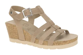 Panama Jack Damen Sandalette Vero B2 PJ Vero taupe-braun Echtleder Keilabsatz