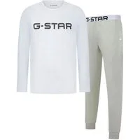 G-STAR Pyjama STONE, LONG SLEEVE T-SHIRT & CUFFED PANTS SLEEP SET (Set, 2 tlg) in elastischer Baumwoll-Qualität, Regular Fit