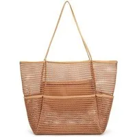 Coonoor Strandtasche Damen Duschtasche Familie, Multifunktionale Strandtasche aus Mesh, Faltbar, Tragbar, Leicht, Shopper für Frauen