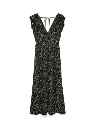 VERO MODA - VMEASY JOY S/L DETAIL ANKLE DRESS WVN Black - Gr. - S