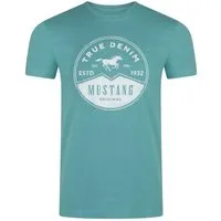MUSTANG T-Shirt Herren Printshirt Regular Fit (1-tlg) Kurzarm Tee Shirt mit Rundhalsausschnitt aus 100% Baumwolle