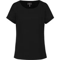 GREIFF Kurzarmbluse Greiff CHIFFON Damen Bluse Kurzarm Rundhals Regular Schwarz