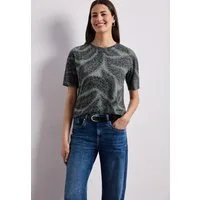 STREET ONE Kurzarmshirt Sommershirt im Ausbrenner-und Leo-Look