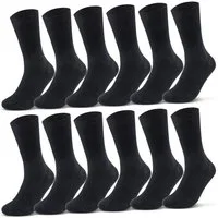 sockenkauf24 Diabetikersocken 12 Paar Damen & Herren Socken ohne Bund (Schwarz, 47-50) 100% Baumwolle ohne Naht 11000