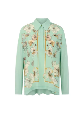Marc Cain Collections - Blusenshirt aus Materialmix silt green - Gr. - 38