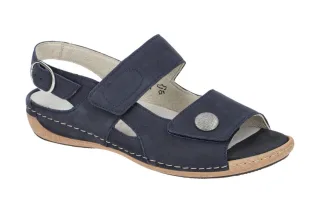 Waldl?ufer Damen Sandale Heliett 342002 in Marineblau - Extra Weit, Keilabsatz